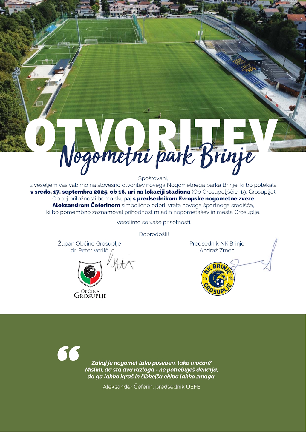 NK Brinje Grosuplje VABILO OTVORITEV PARKA 1024